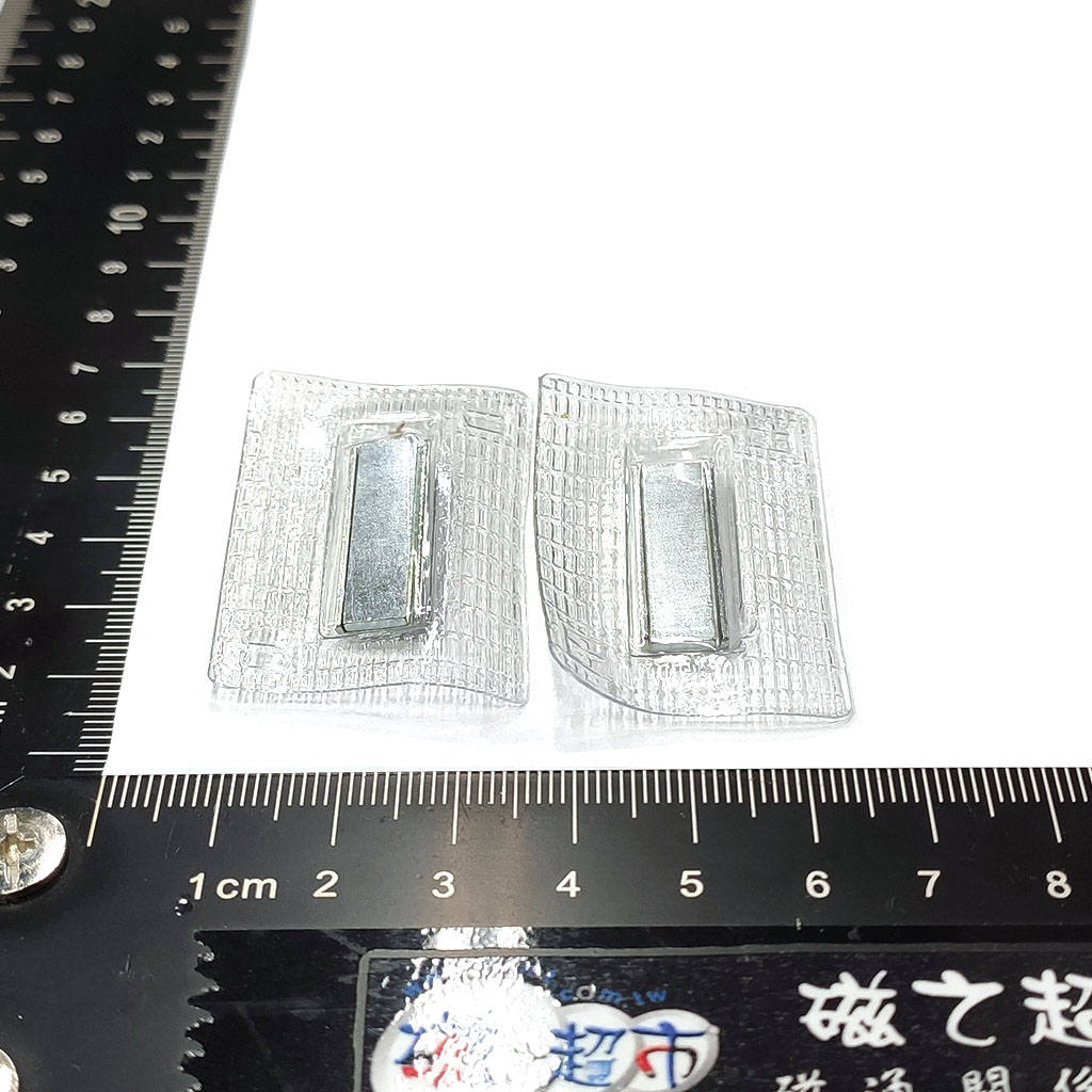 強力磁扣-L23x8mm+鐵殼(L25.5x10.5x2mmT)+PVCL44x28mm(2顆1組)-磁鐵面